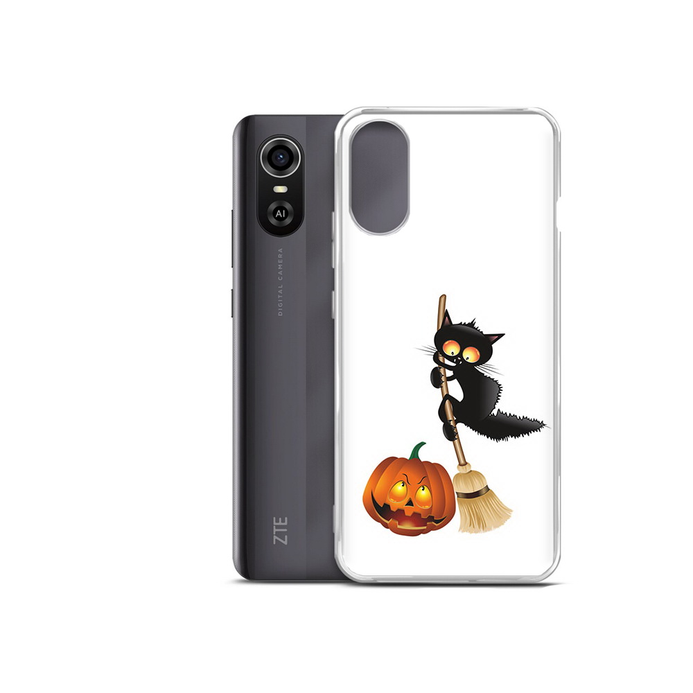 

Чехол MyPads Tocco для ZTE Blade A31 Plus хэлуинский котик (PT226943.475.667), Прозрачный, Tocco