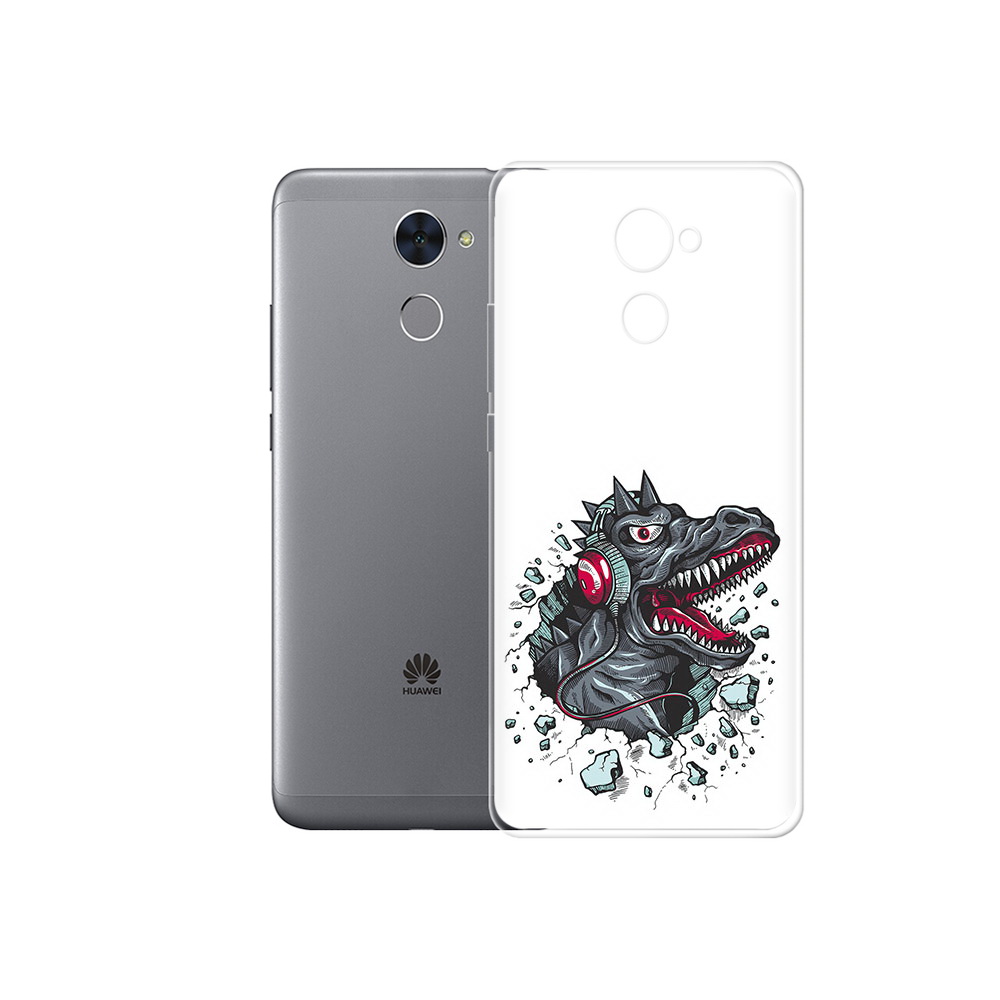 

Чехол MyPads Tocco для Huawei Enjoy 7 Plus Нарисованный динозавр в наушниках, Прозрачный, Tocco