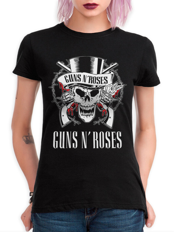 фото Футболка женская design heroes guns and roses черная 2xl