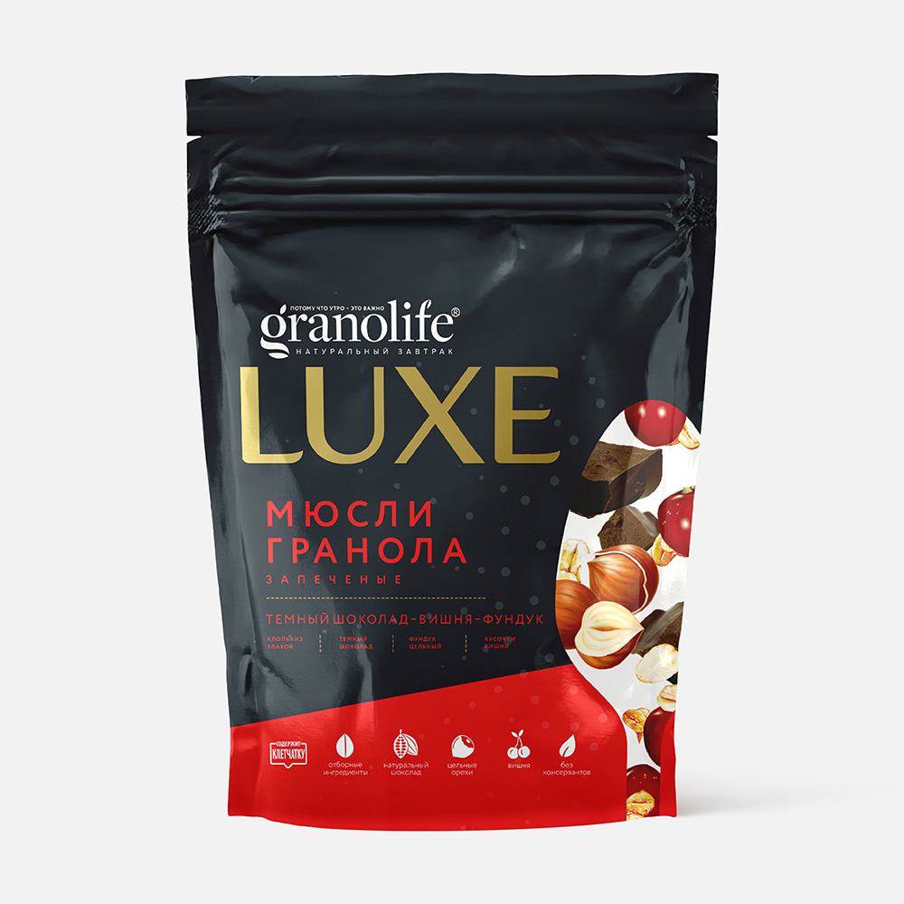 

Гранола Granolife тёмный шоколад, вишня и фундук, 300 г