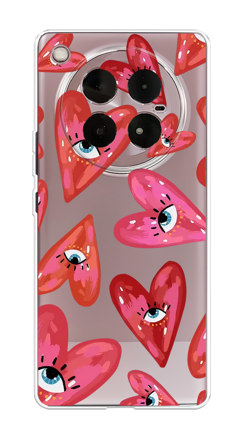 

Чехол на Infinix Zero 40 4G "Сердечки с глазами", Коричневый;красный;розовый, 3106350-1