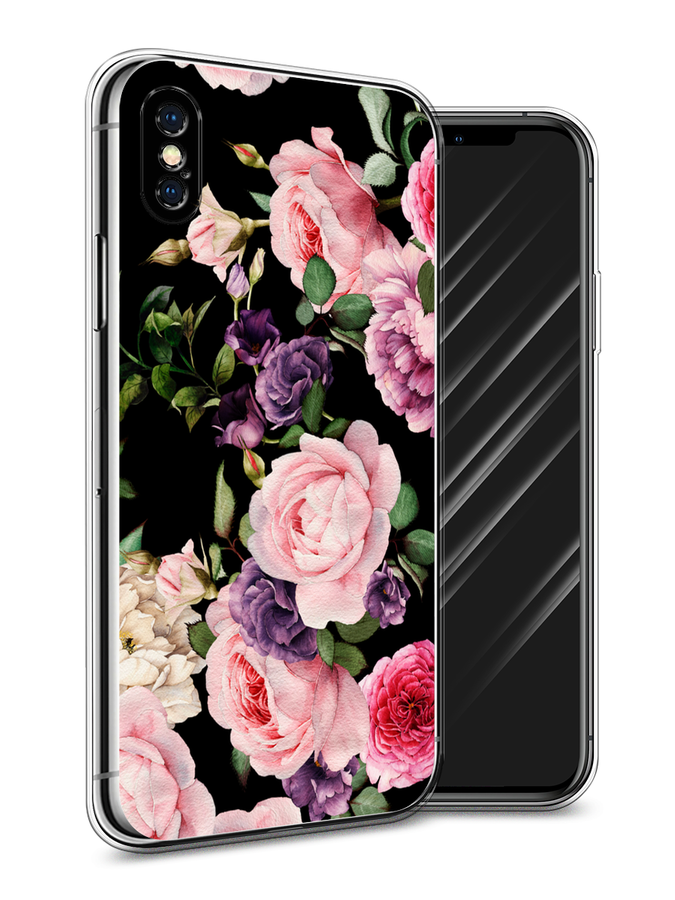 

Чехол Awog на Apple iPhone XS Max (10S Max) / Айфон XS Max (10S Max) "Пионы на черном", Разноцветный, 11950-8