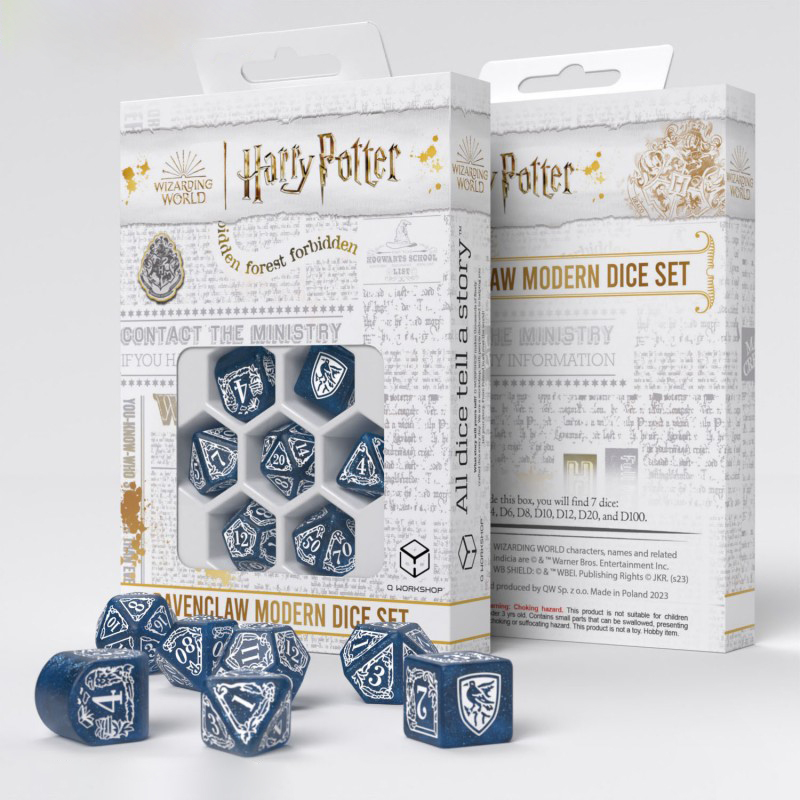 Набор кубиков для игр Q-Workshop Harry Potter - Ravenclaw Modern Dice Set Blue набор кубиков с мешочком для игр q workshop harry potter gryffindor