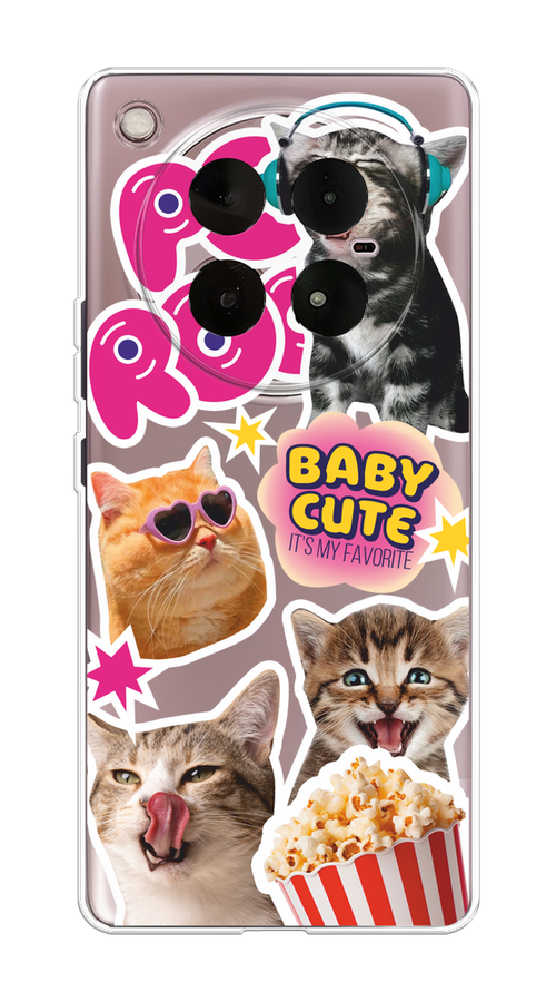 

Чехол на Infinix Zero 40 4G "Popcorn cats", Серый;коричневый;розовый, 3106350-1