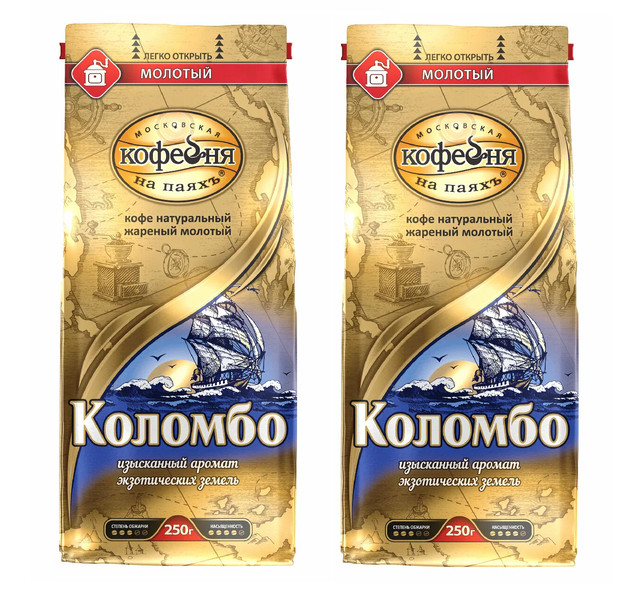 Кофе молотый Московская кофейня на паяхъ Коломбо 2 шт по 250 г 1513₽