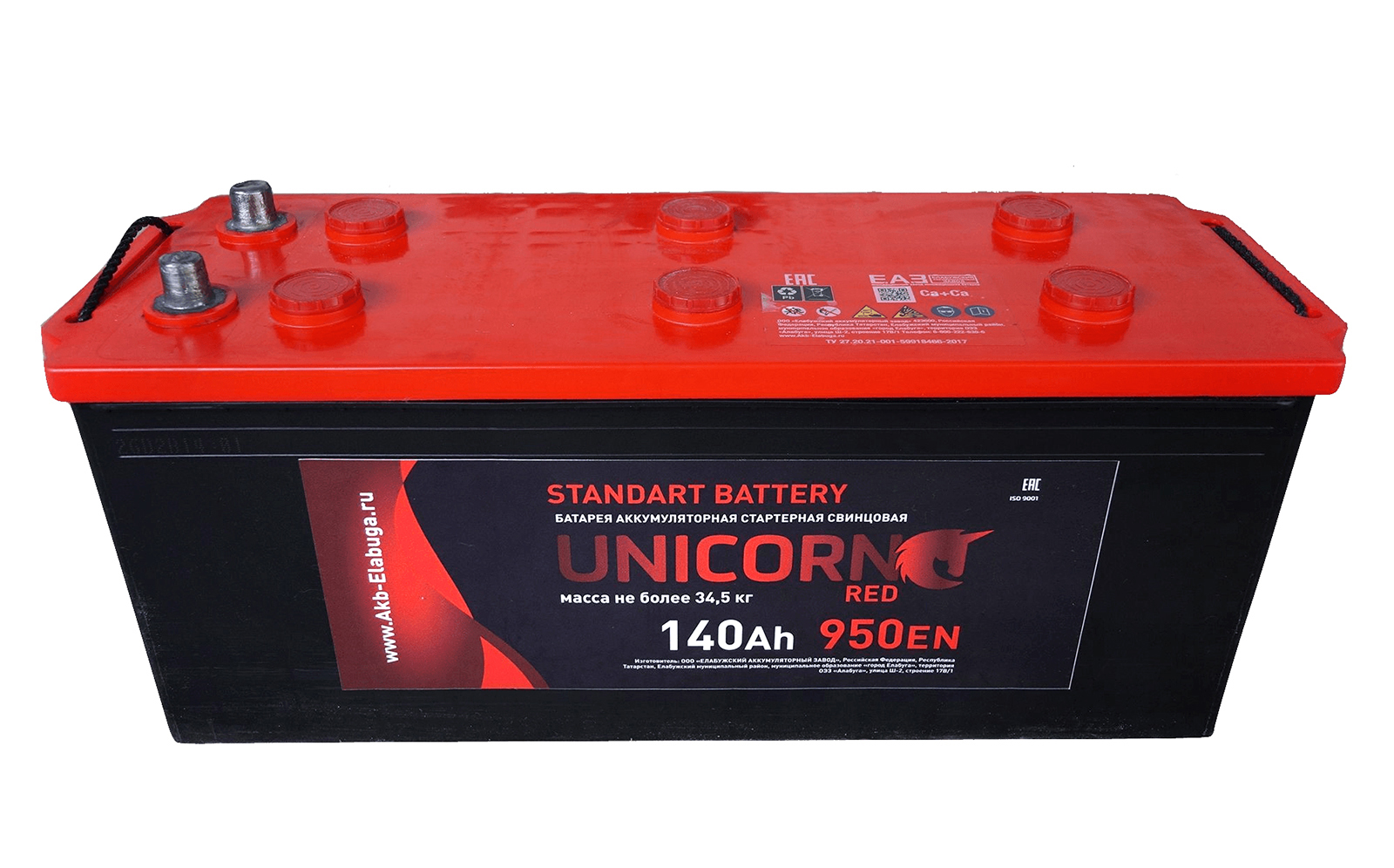 Аккумуляторная батарея UNICORN Red 6СТ140 (+справа)