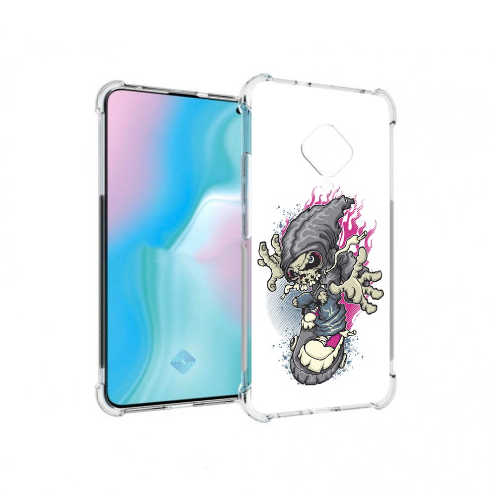 

Чехол MyPads Tocco для Vivo S5 нарисованный скелет на скейт борде (PT226962.406.512), Прозрачный, Tocco