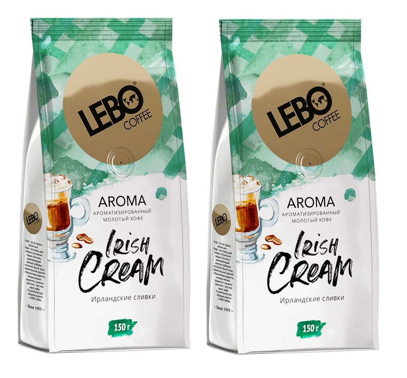 Кофе молотый Lebo Irish Cream с ароматом ирландских сливок, 150 г * 2 шт