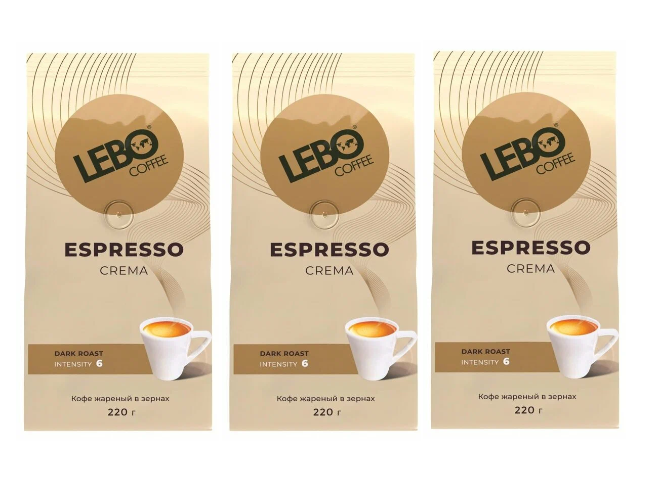 

Кофе в зернах Lebo Espresso Crema, 3 шт по 220 г
