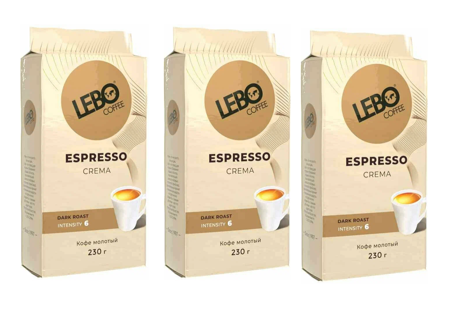 Кофе молотый Lebo Espresso Crema, 3 шт по 230 г