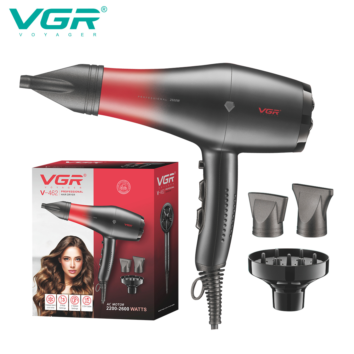 

Фен VGR Professional V-462 2600 Вт черный, V-462