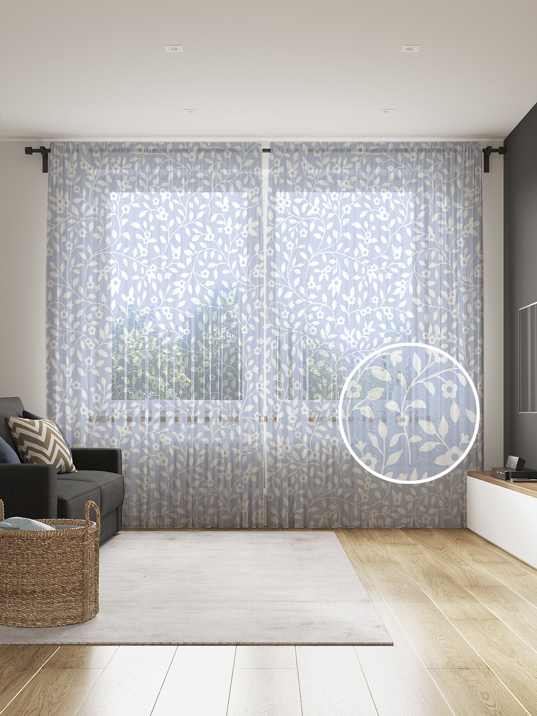 

Фототюль JoyArty "Силуэты цветущих веток", 145x265см, 2 полотна, лента, 50 крючков, Силуэты цветущих веток