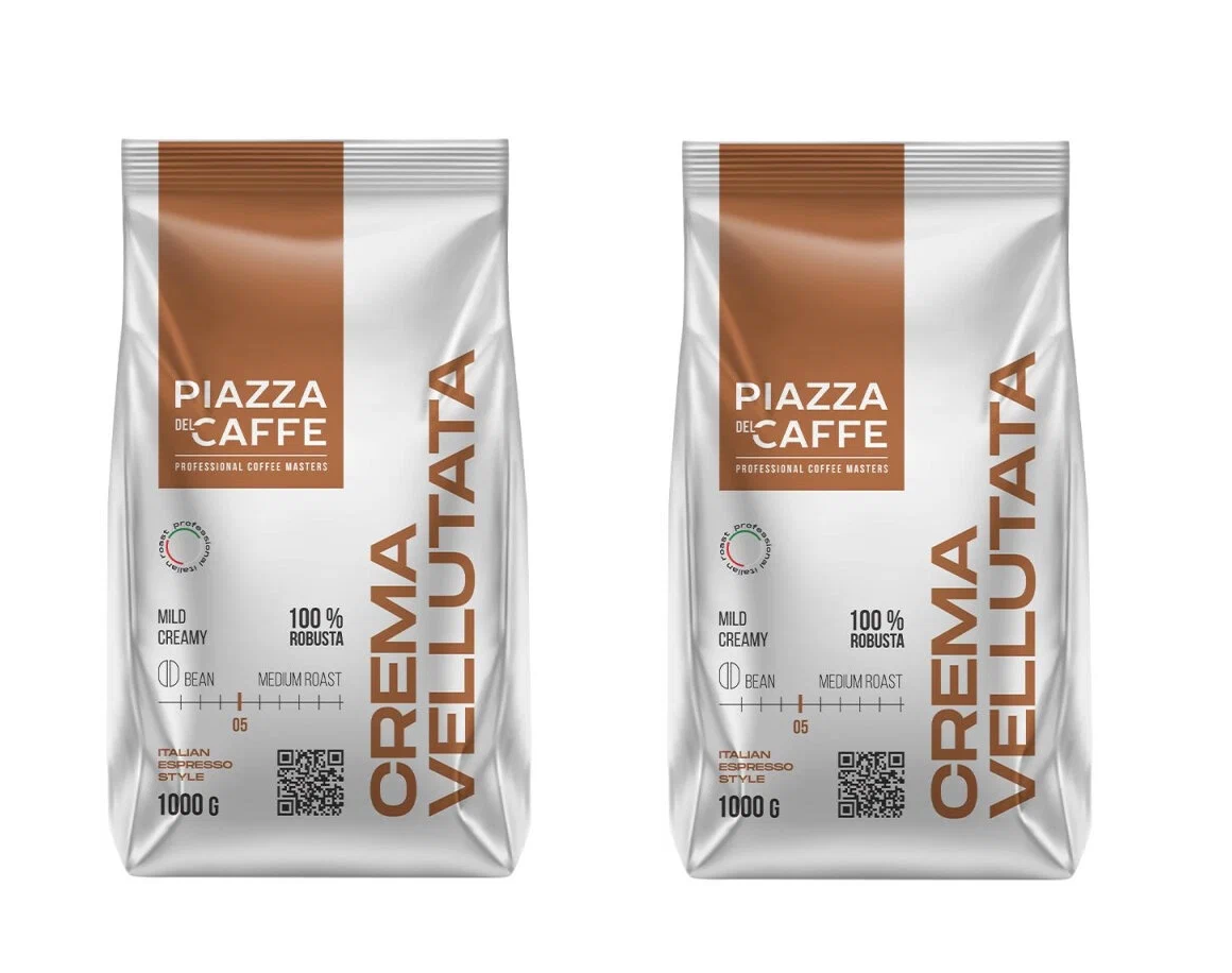 Кофе в зернах Piazza del Caffe Crema Vellutata, 2 шт по 1000 г