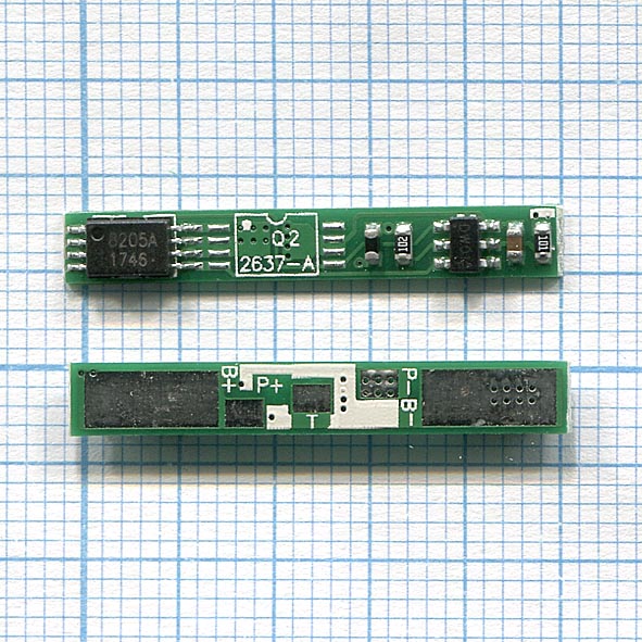

Контроллер заряда-разряда (PCM) для Li-Pol, Li-Ion батареи 3,7В 28x4mm 3pin