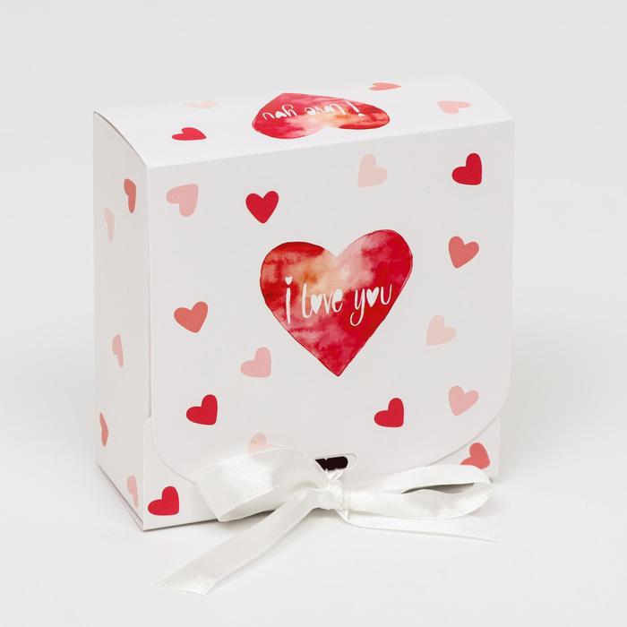 

Подарочная коробка сборная с окном "I LOVE YOU", 11,5 х 11,5 х 5 см, Упаковка 14 февраля