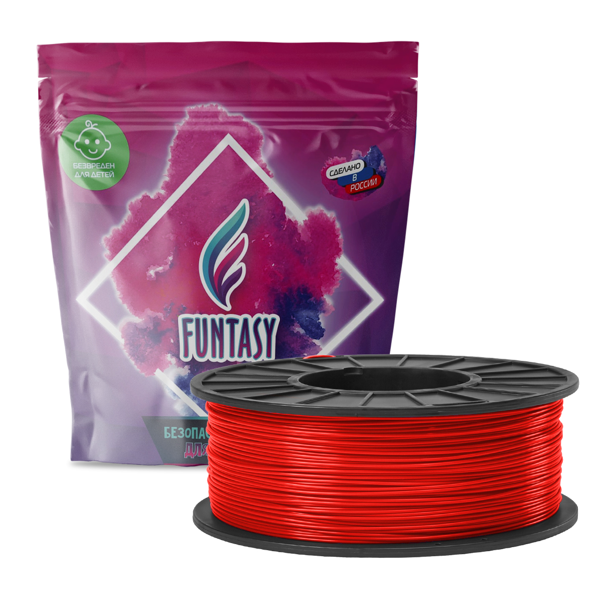 Пластик в катушке Funtasy (PLA,1.75 мм,1 кг), цвет Красный