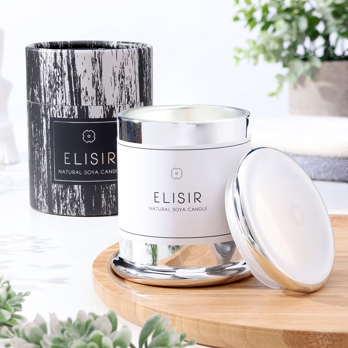 

Свеча ароматическая "Elisir", 9х10,5 см, орхидея, серебро