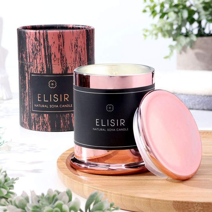 

Свеча ароматическая "Elisir", 9х10,5 см, орхидея, розовое золото