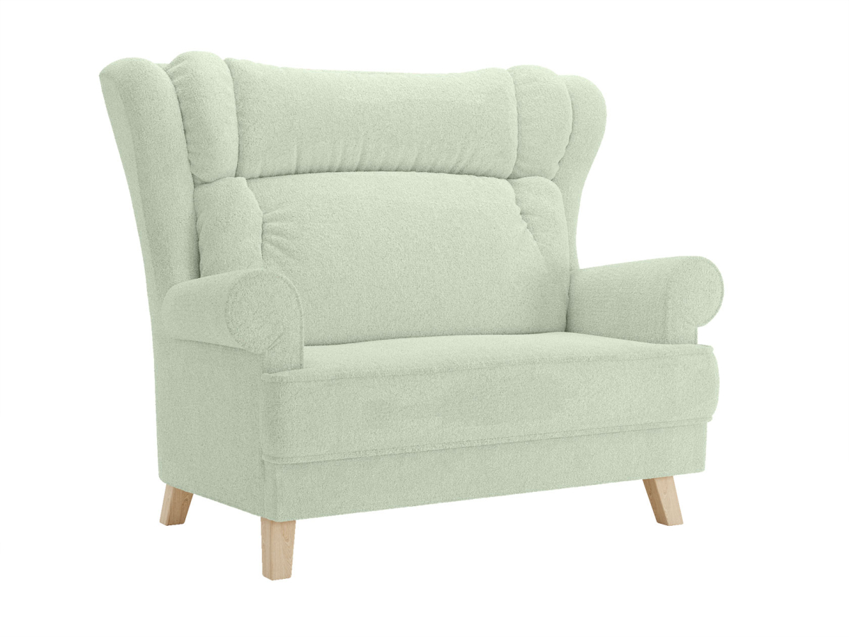 Диван Первый Мебельный Лори Натуральный лак Светло-зеленый искусственный мех 29990₽