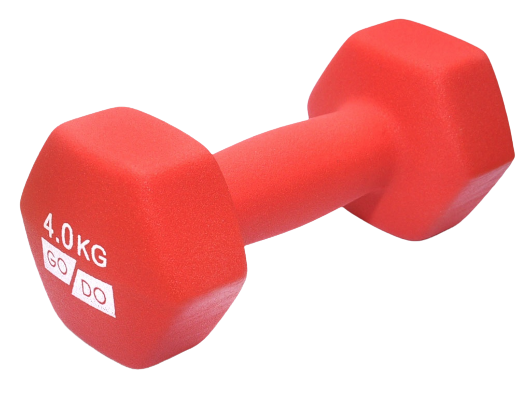 

Неразборная гантель неопреновая GO DO 1 x 4 кг, красный, 2