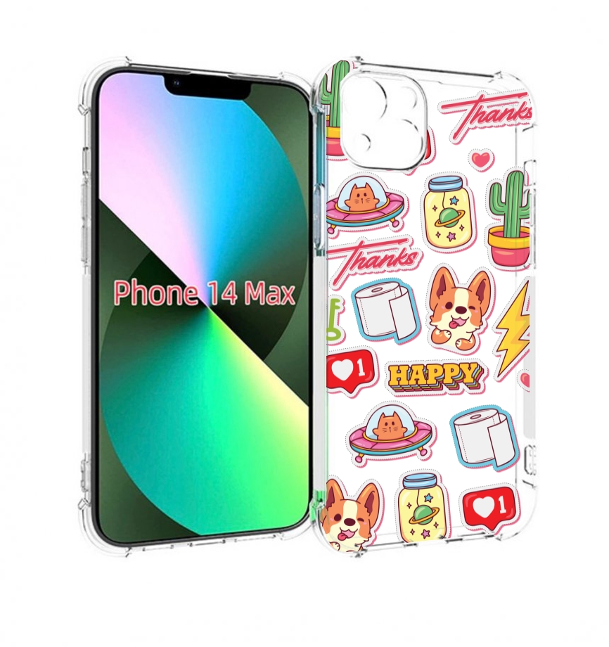 

Чехол MyPads милые-стикеры-корги для iPhone 14 Plus (6.7), Прозрачный, Tocco