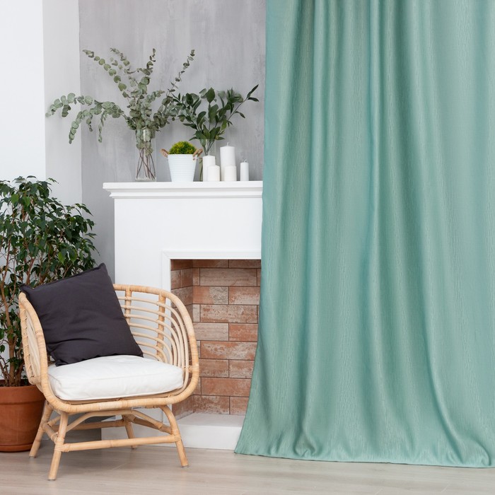 Этель Фактура, светло-зеленая, на шторной ленте, 250х265 см, полиэстер