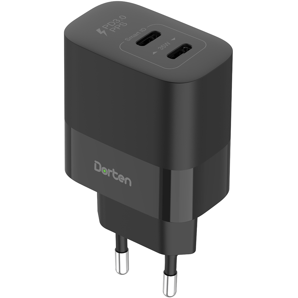 

Сетевое зарядное устройство Dorten 35W 2USB-C/PD 2xUSB Type-C 3 А черный, 35W 2USB-C/PD