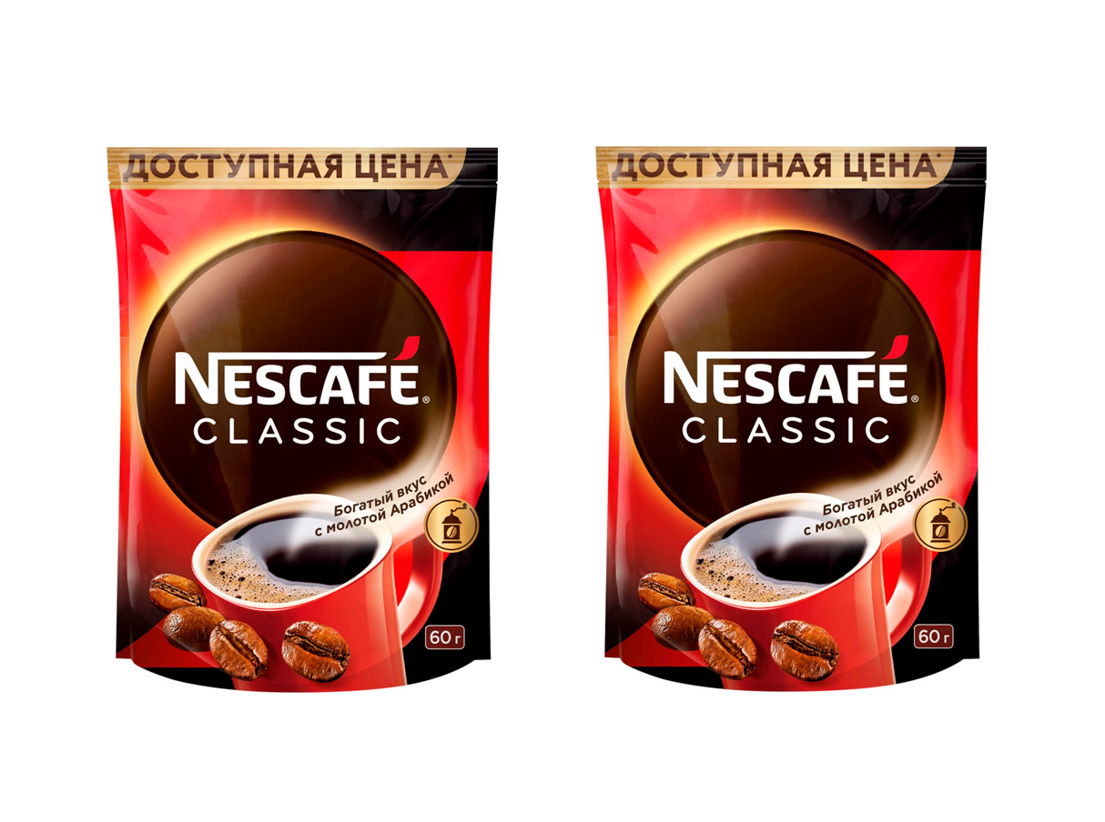 

Кофе растворимый Nescafe Классик с добавлением молотого, 60 г * 2 шт