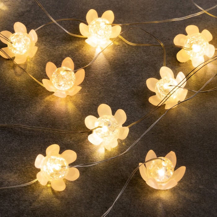 

Гирлянда нить Luazon Lighting Цветы, IP20, 2 м, 3 реж, свечение тёплое белое