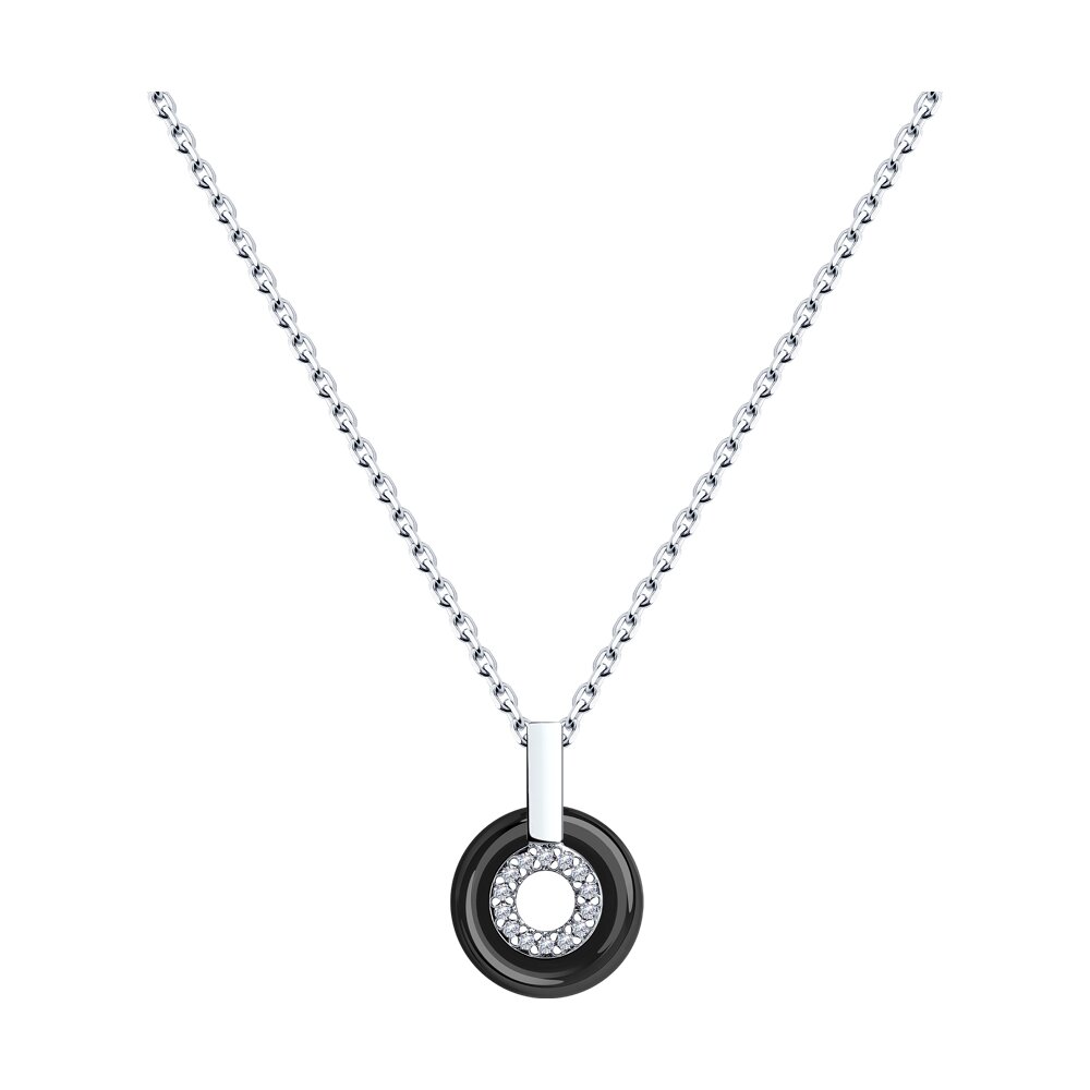 

Колье из серебра 40 см SOKOLOV 94070627, фианит, 94070627