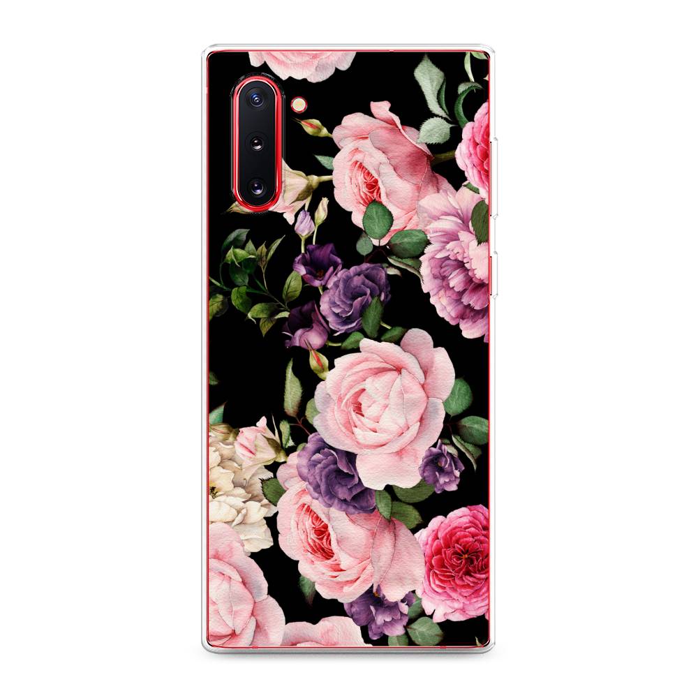 

Чехол Awog на Samsung Galaxy Note 10 "Пионы на черном", Разноцветный, 28650-8