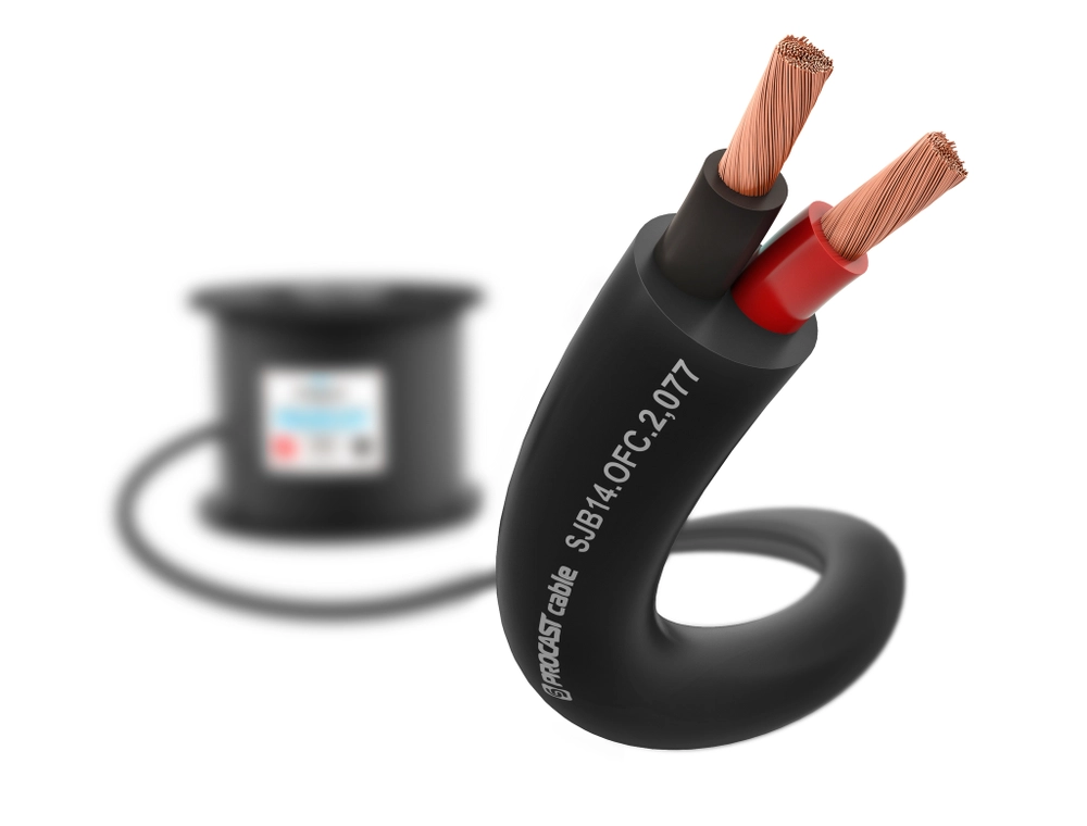 фото Акустический черный спикерный кабель 2х2,077mm? procast cable sjb 14.ofc.2,077 25 м
