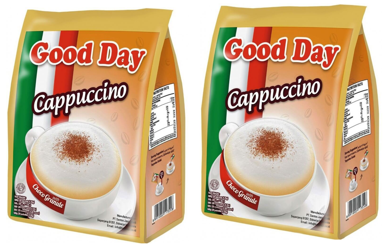 Кофе растворимый Good Day Cappuccino 3в1 с шоколадной крошкой, 20 шт по 25 г, 2 упаковки