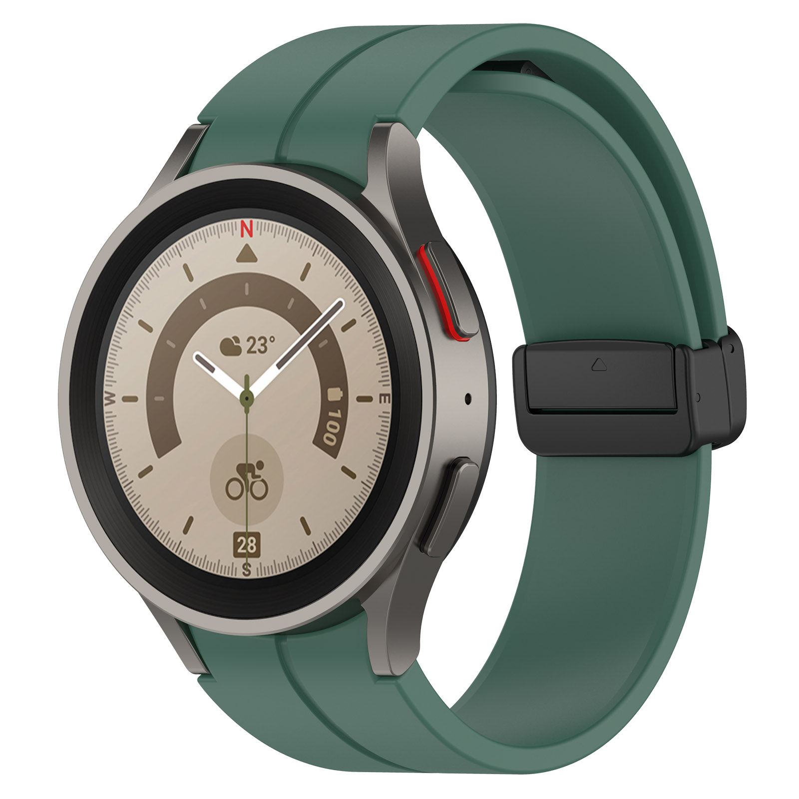 Силиконовый ремешок для Samsung Galaxy Watch 4/5/6, S, черная застежка, светло-зеленый