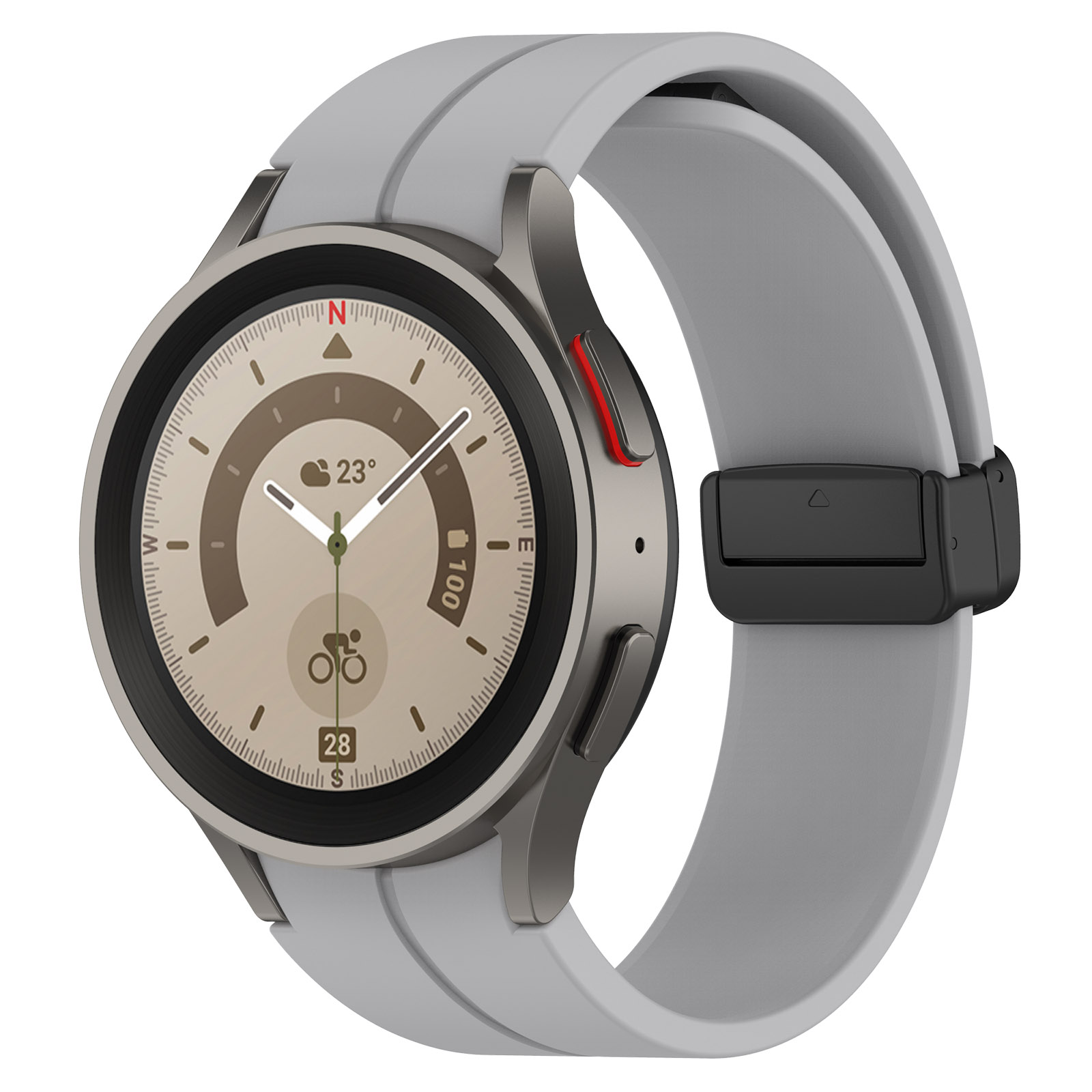 Силиконовый ремешок для Samsung Galaxy Watch 4/5/6, S, черная застежка, светло-серый