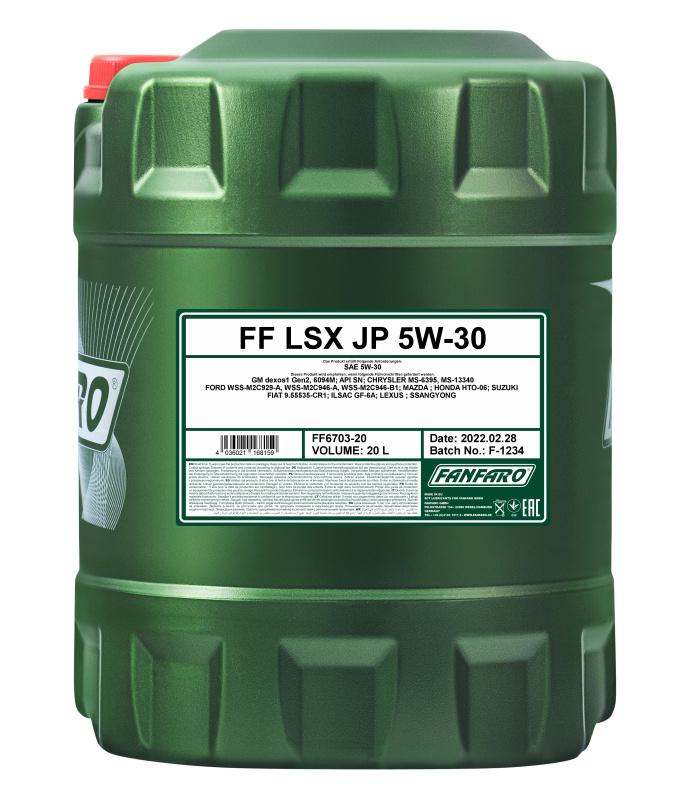

6703 FANFARO LSX JP 5W30 20 л. Синтетическое моторное масло 5W-30, FF6703-20-E