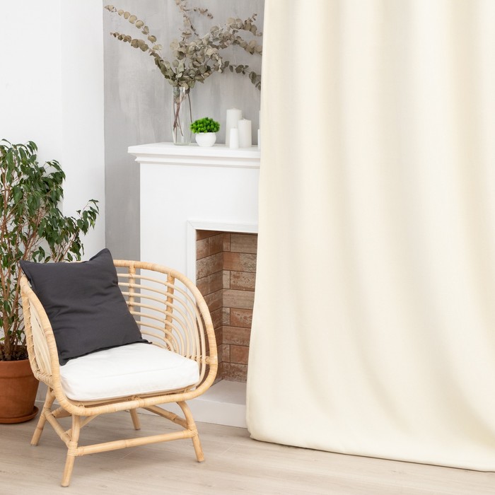 Этель Структурная, молочный, на шторной ленте, 250х265 см, 100% полиэстер