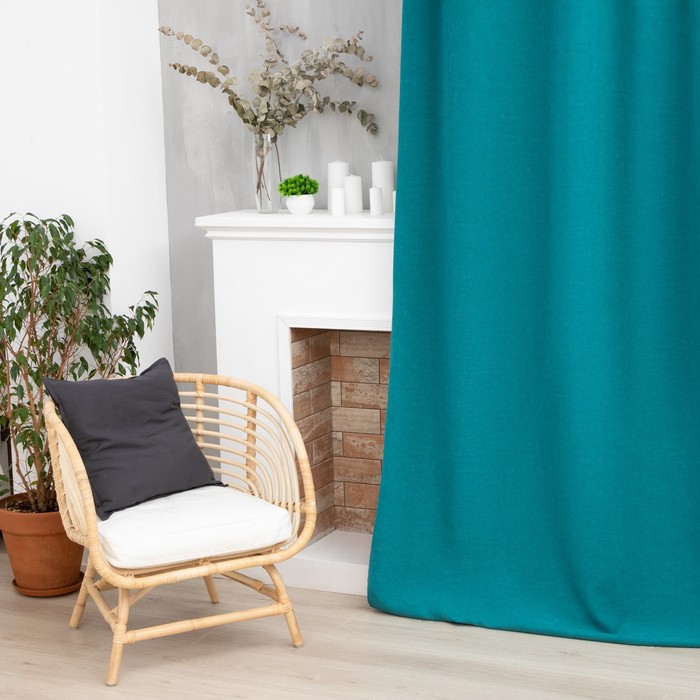 Этель Структурная синий, на шторной ленте, 145х265 см, 100% полиэстер