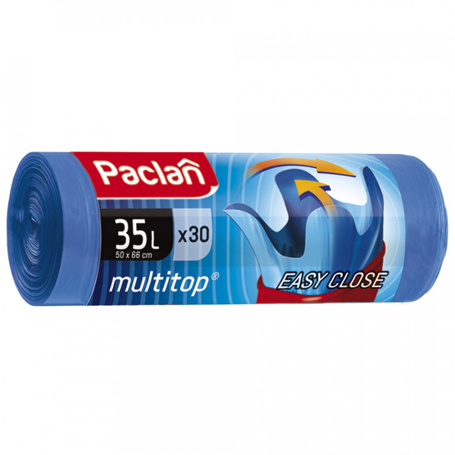 фото Мешки paclan multi-top для мусора пнд синий 35 л. 30 шт. в рулоне