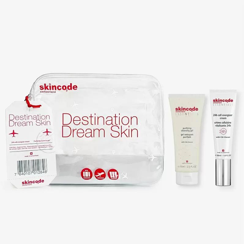 Тревел набор Skincode Destination Dream Skin очищающий гель, 75 мл + клеточный крем, 30 мл