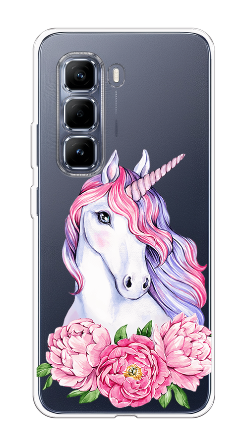 

Чехол на Infinix Hot 50 Pro "Единорог с пионами", Розовый;белый;зеленый, 3106950-1