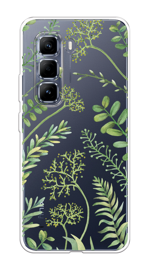 

Чехол на Infinix Hot 50 Pro "Green Leaves", Зеленый;прозрачный, 3106950-1