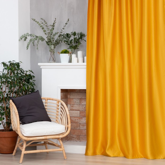 фото Этель штрихи желтый, на люверсах, 130х300 см, 100% полиэстер