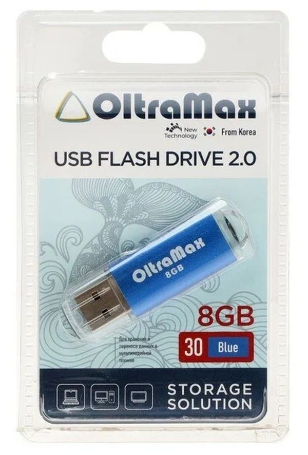 

Флешка Oltramax 30 8 ГБ Голубой (OM008GB30)