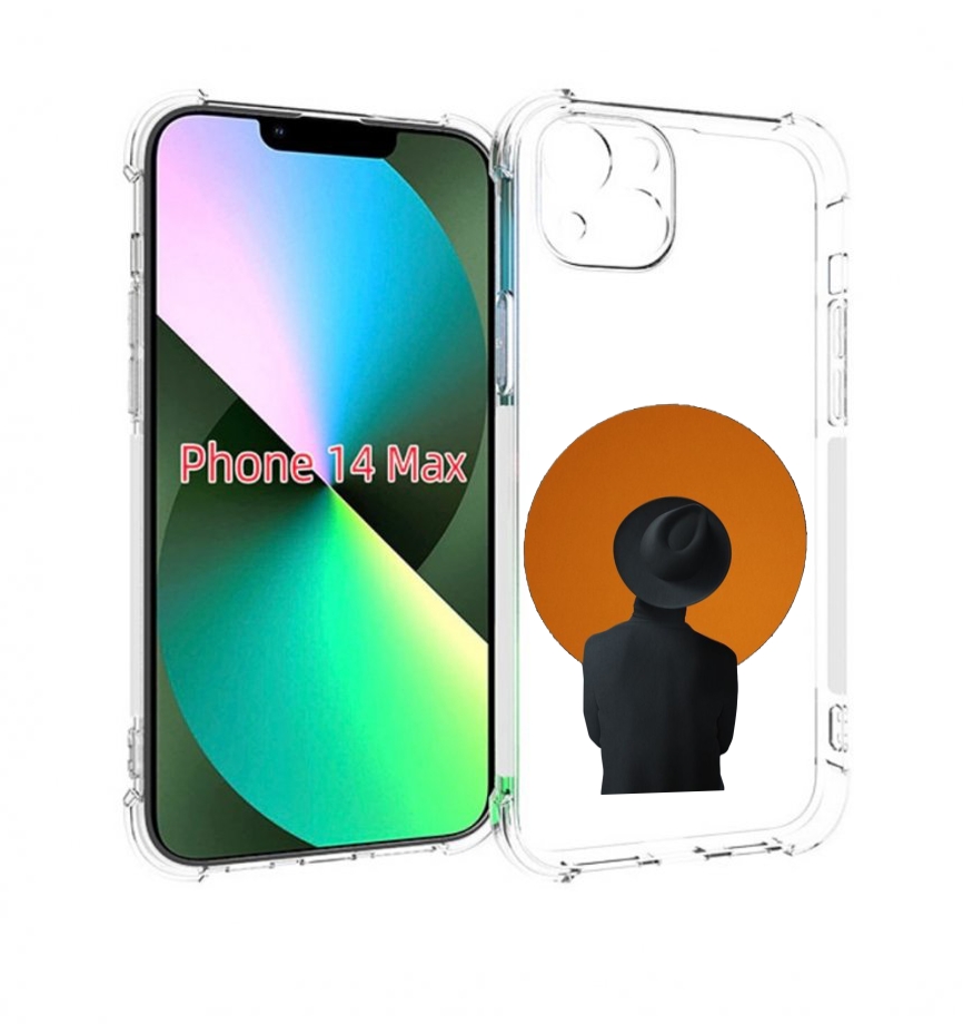 Чехол MyPads парень в шляпе в оранжевом кружке для iPhone 14 Plus (6.7)