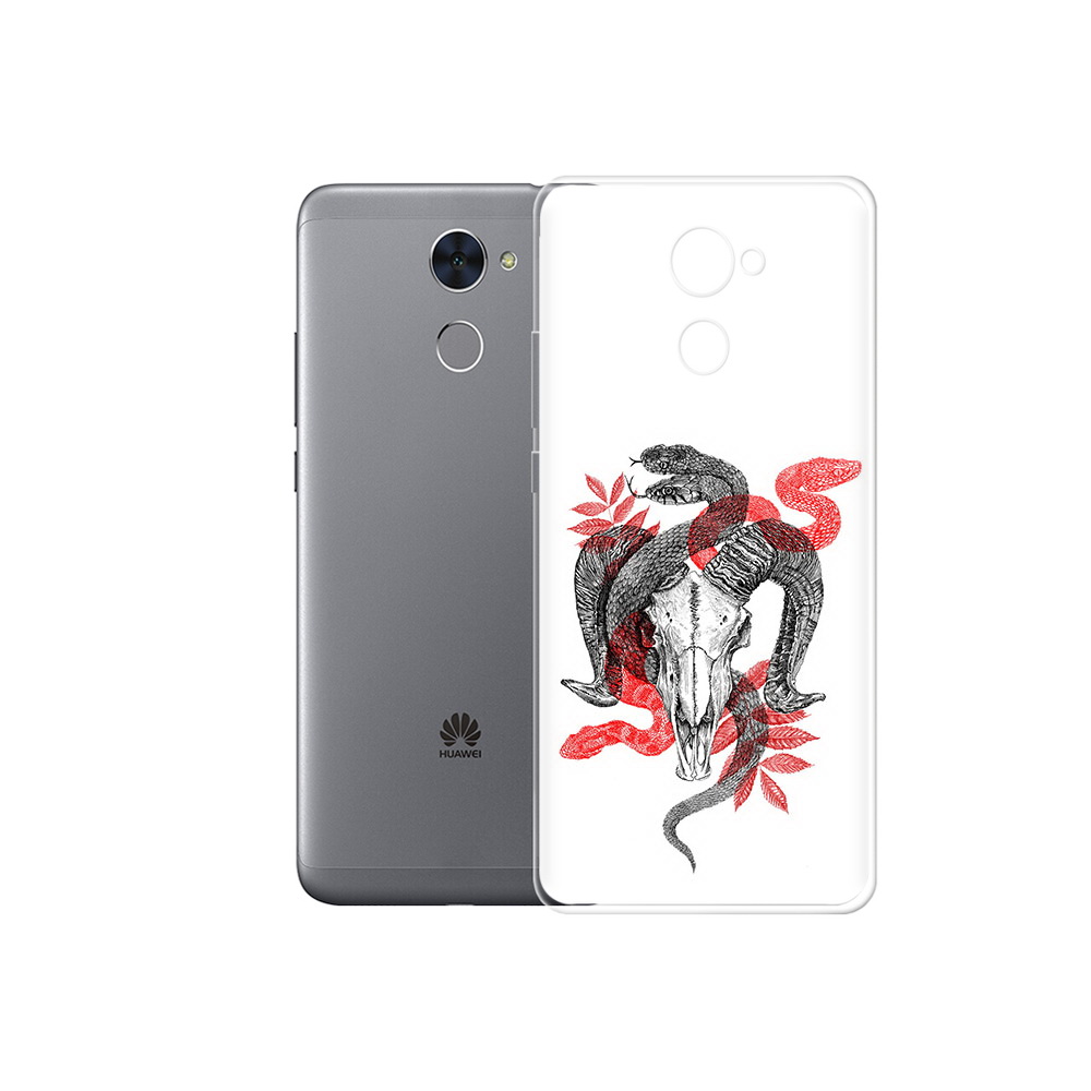 

Чехол MyPads Tocco для Huawei Enjoy 7 Plus змея в черепе рисунок (PT74186.70.365), Прозрачный, Tocco