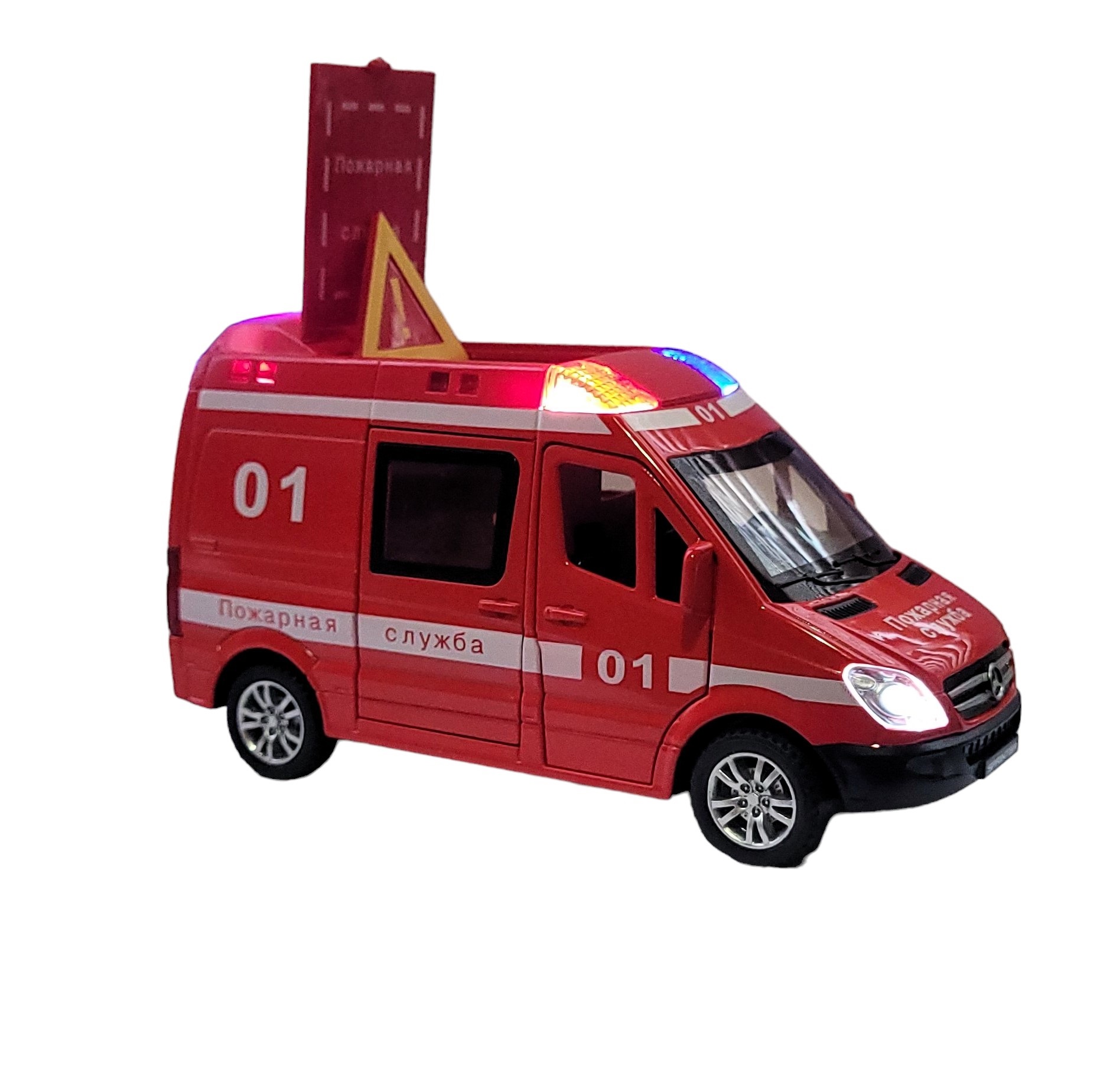 Металлическая модель Che Zhi Mercedes Sprinter пожарная служба 1:32 свет, звук CZ60A