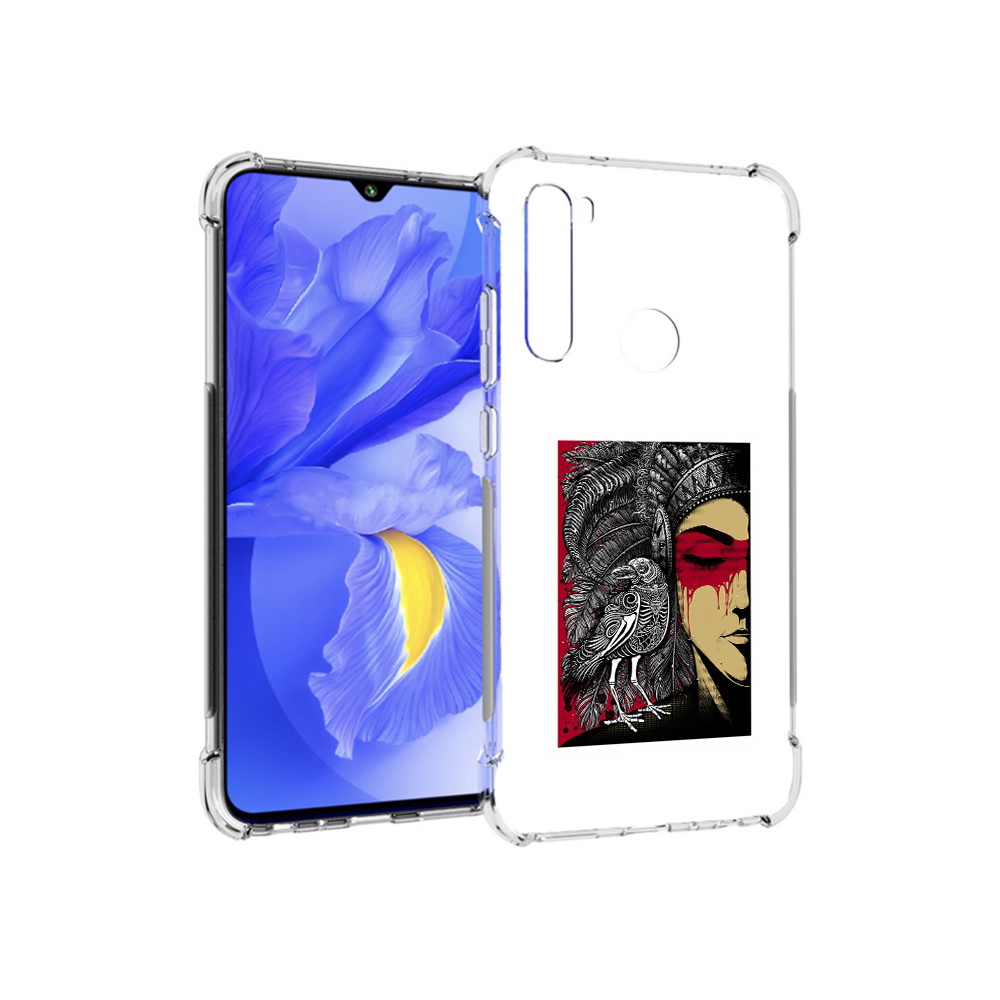 

Чехол MyPads Tocco для Xiaomi Redmi Note 8T девушка с вороном в абстракции, Прозрачный, Tocco
