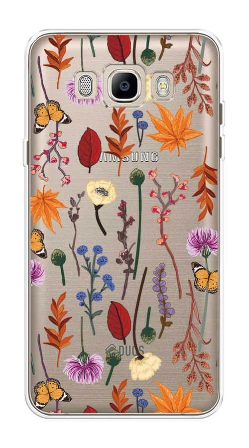 

Чехол на Samsung Galaxy J5 2016 "Orange Purple flowers", Оранжевый;красный;розовый;желтый;прозрачный, 22750-1