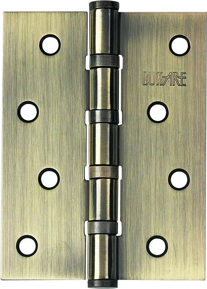 Петля дверная BUSSARE с четырьмя подшипниками, B020-C 100X75X2.5-4BB-1AB античная бронза
